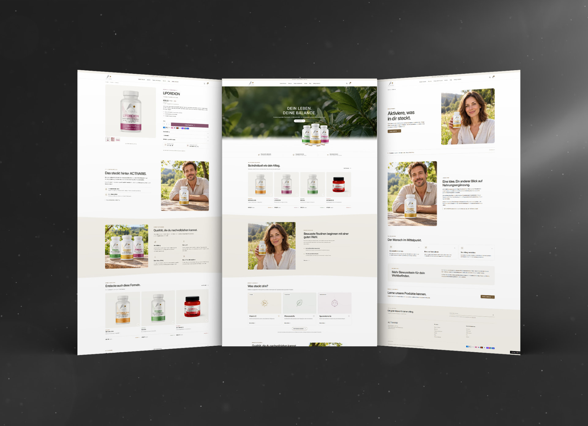 ACTIVARIS Shopify Shop – Seitenübersicht
