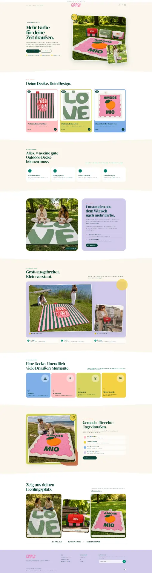 CARLi Startseite mit Picknickdecken-Hero