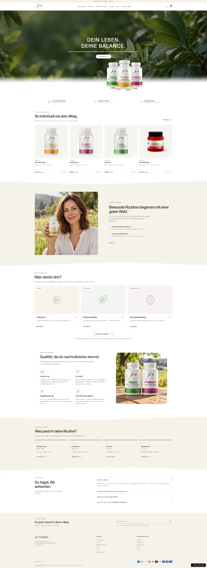 ACTIVARIS Startseite mit Natur-Hero