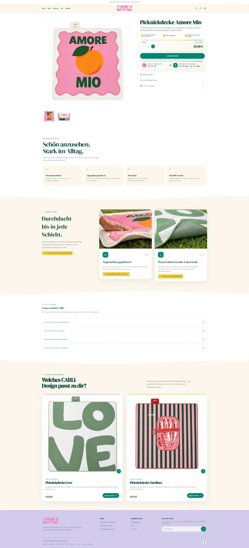 CARLi Produktseite Picknickdecke Amore Mio