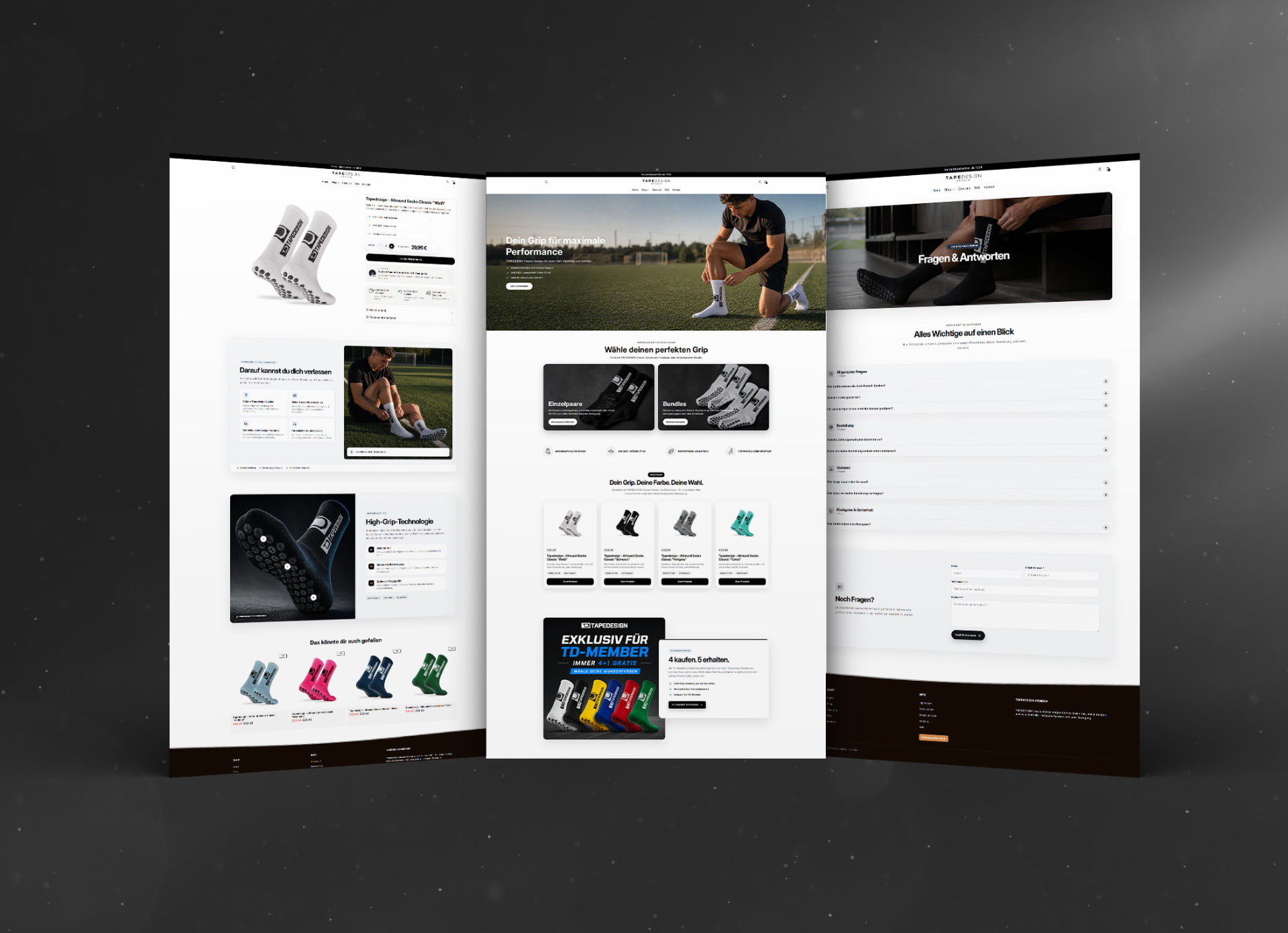 TAPEDESIGN Member Shopify Shop – Seitenübersicht