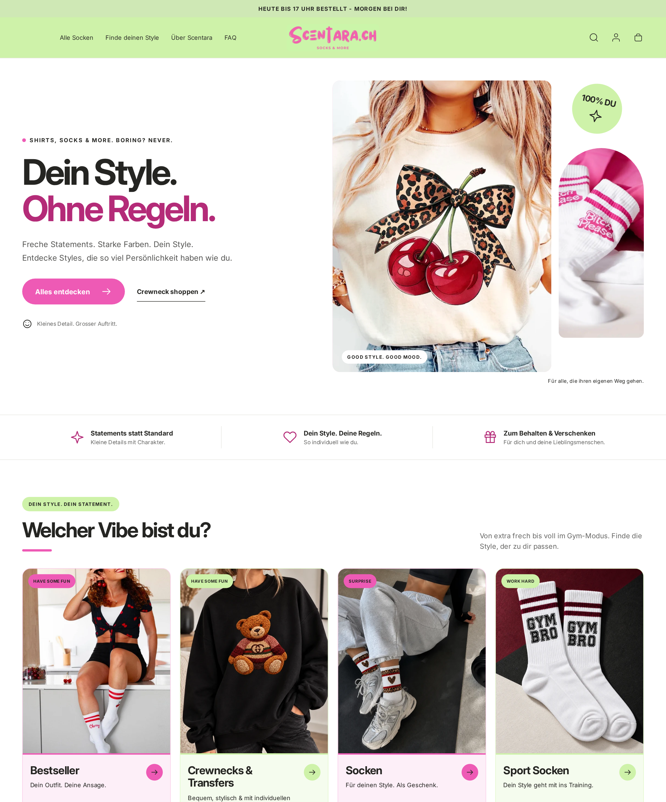 Scentara Startseite mit Statement-Hero